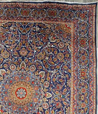 10x13 ft. 1960s Hand Knotted Kashmar Rug: Vintage Gonbad Wool Area Rug