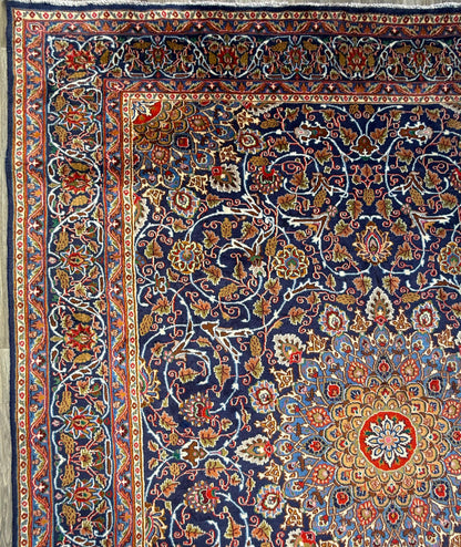 10x13 ft. 1960s Hand Knotted Kashmar Rug: Vintage Gonbad Wool Area Rug