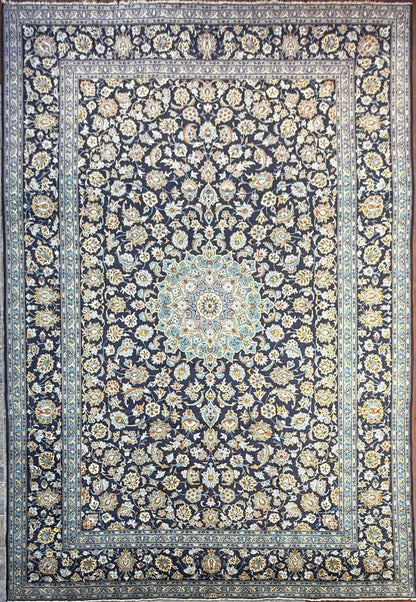 10x13.5 ft Signed Vintage 1970s Rug: Hand Knotted Wool Carpet, Bohemian Village Traditional Oriental Large Area Rug