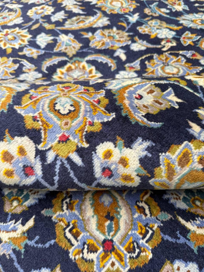 10x13.5 ft Signed Vintage 1970s Rug: Hand Knotted Wool Carpet, Bohemian Village Traditional Oriental Large Area Rug