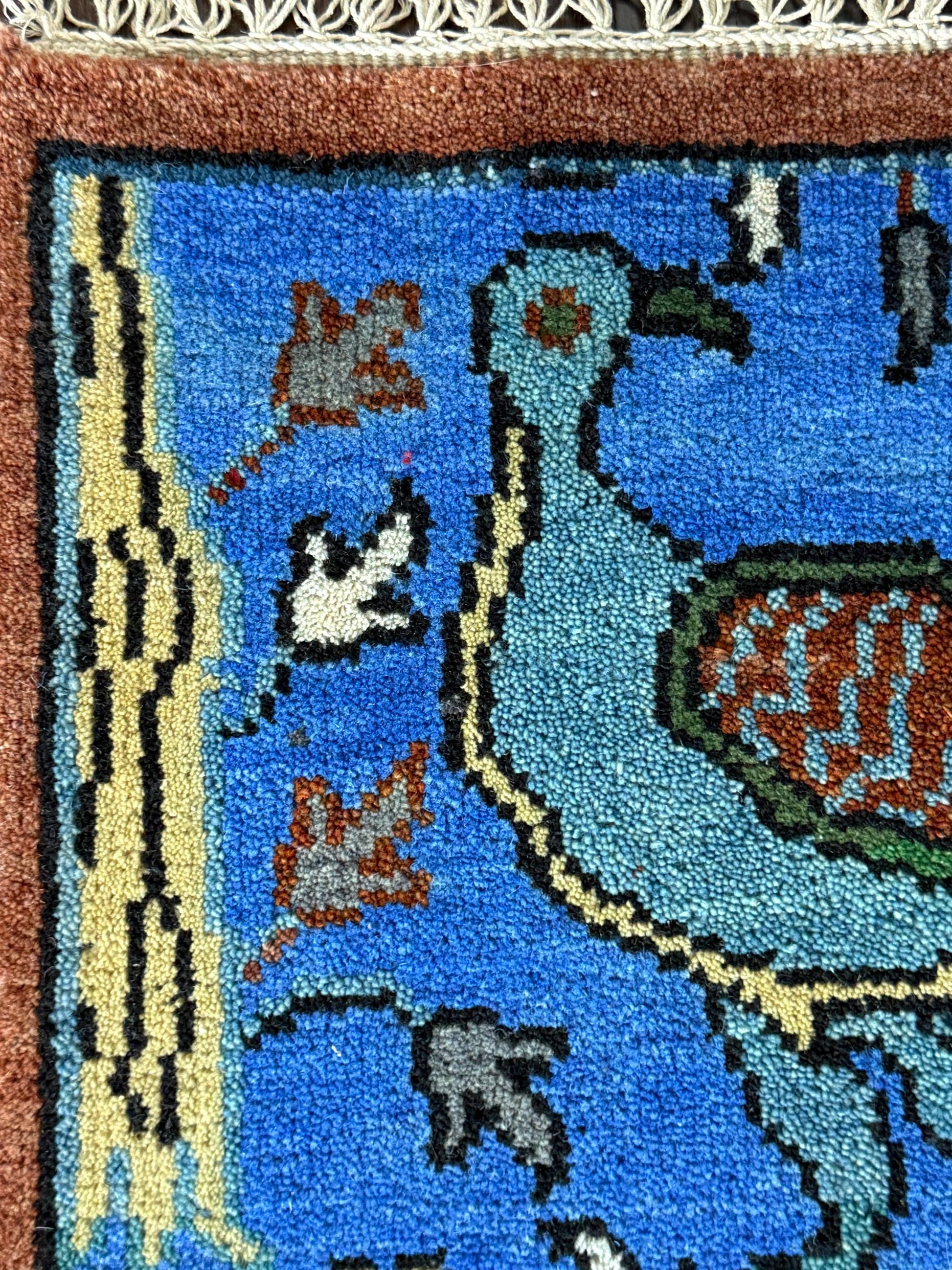 2x3 ft Handmade Oushak Rug: Tree of Life Wool Carpet