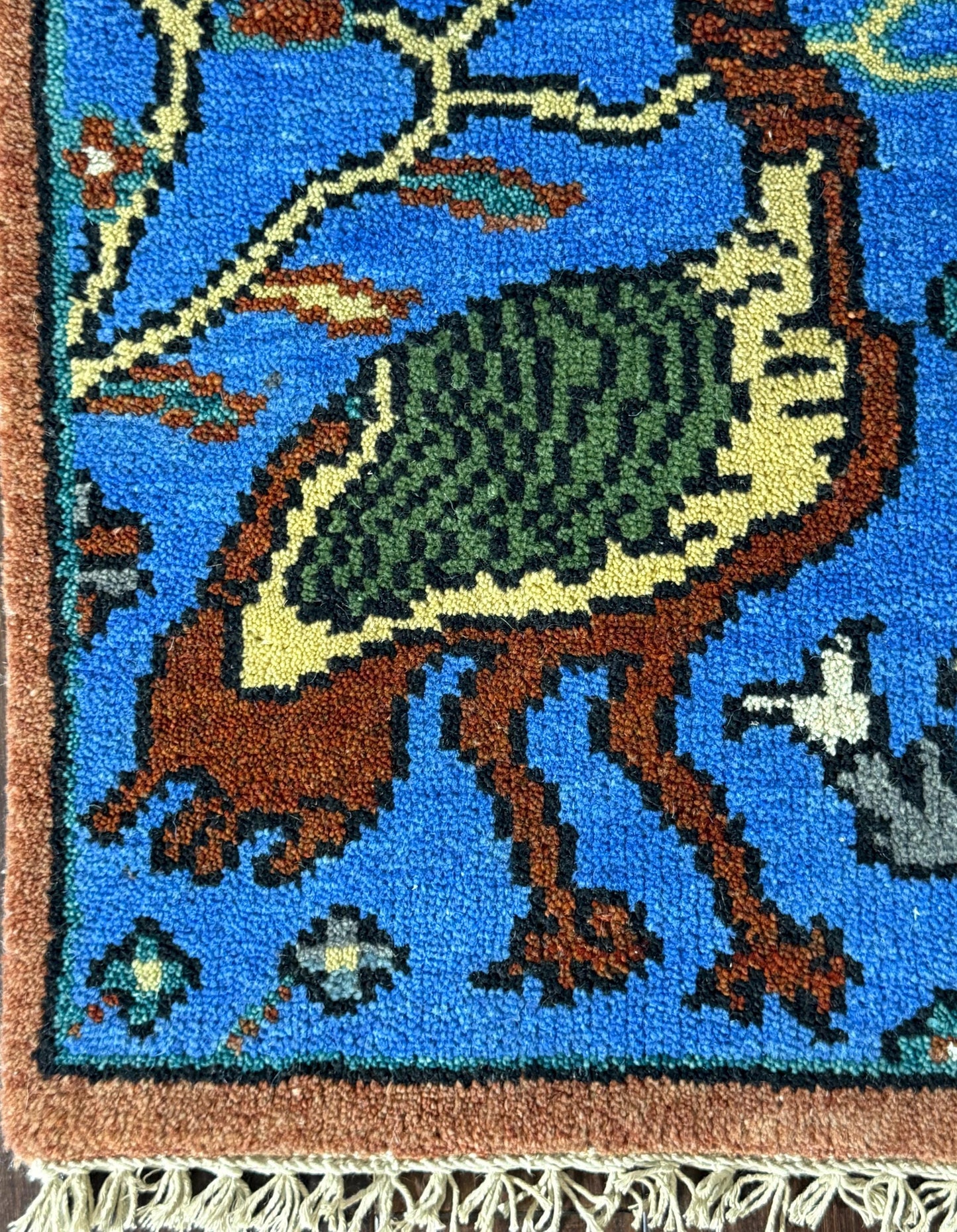 2x3 ft Handmade Oushak Rug: Tree of Life Wool Carpet