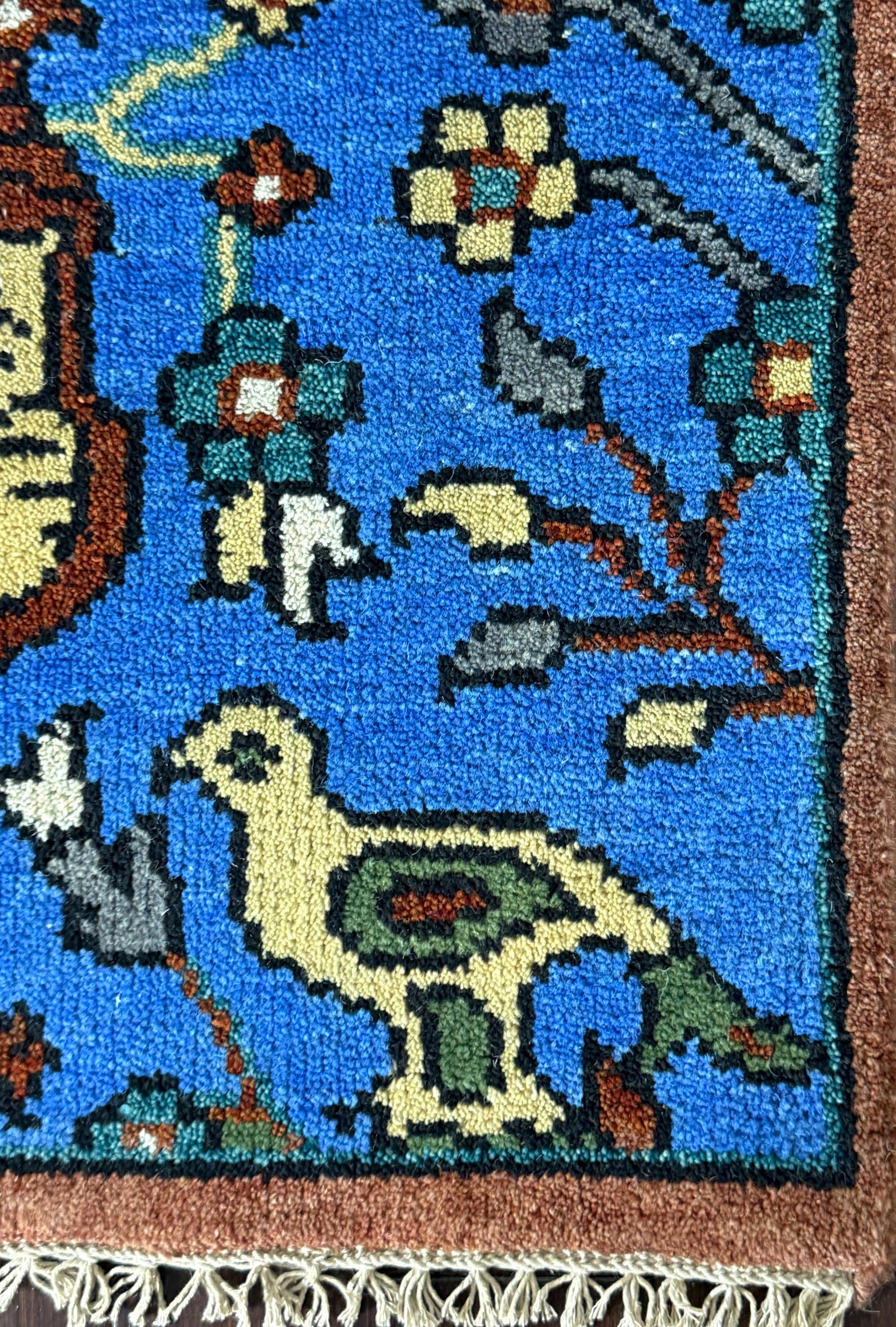 2x3 ft Handmade Oushak Rug: Tree of Life Wool Carpet