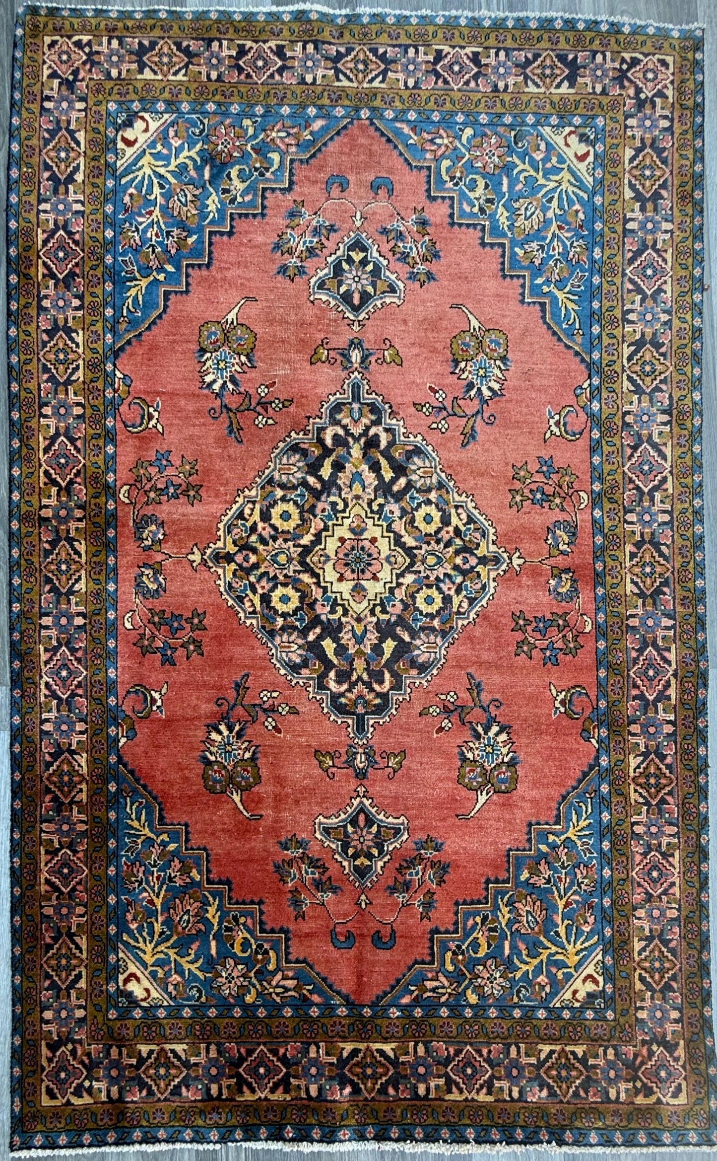 4.10x7.10 ft Geometric Village Rug, 1930s Vintage Hand Knotted Wool Carpet, Anatolian Oriental Area Rug