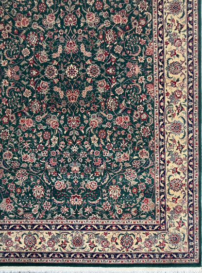 9x6 ft Vintage Tabriz Silk & Wool Rug: 1970s Hand-Knotted Oriental Carpet
