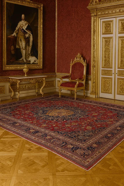 10x13.2 ft Signed 1940s Vintage Tabriz Rug: Royal Design Bohemian Hand Knotted Wool Oriental Large Carpet