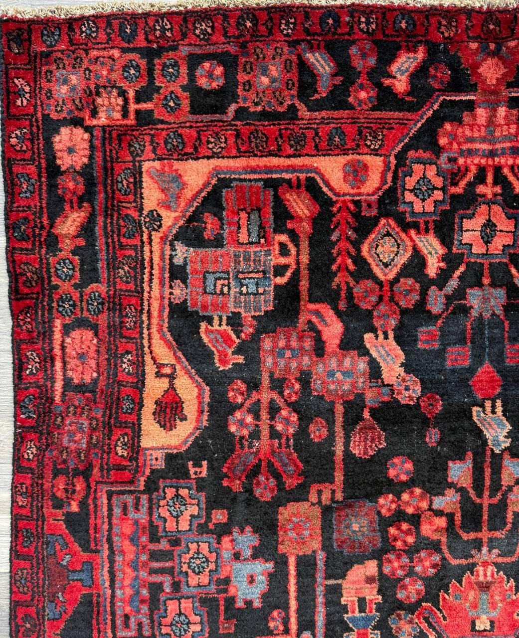 5.2x9 ft Vintage 1930s Anatolian Tribal Rug: Hand Knotted Geometric Village Wool Oriental Carpet