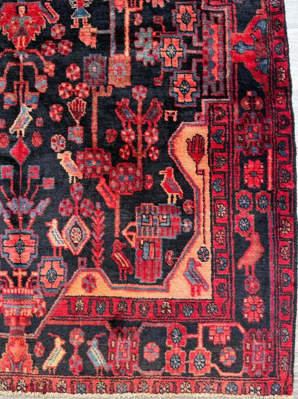 5.2x9 ft Vintage 1930s Anatolian Tribal Rug: Hand Knotted Geometric Village Wool Oriental Carpet