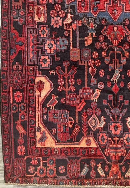 5.2x9 ft Vintage 1930s Anatolian Tribal Rug: Hand Knotted Geometric Village Wool Oriental Carpet