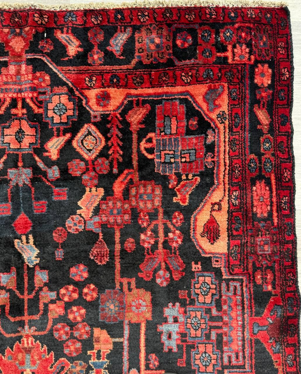 5.2x9 ft Vintage 1930s Anatolian Tribal Rug: Hand Knotted Geometric Village Wool Oriental Carpet