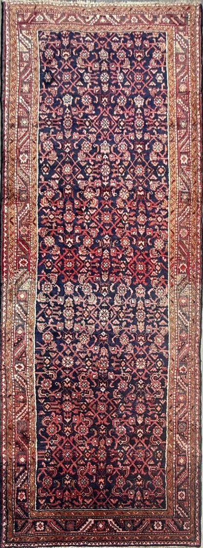 3.10x11 ft Anatolian Vintagev1930s Geometric Runner: Hand Knotted Wool Oriental Village Rug