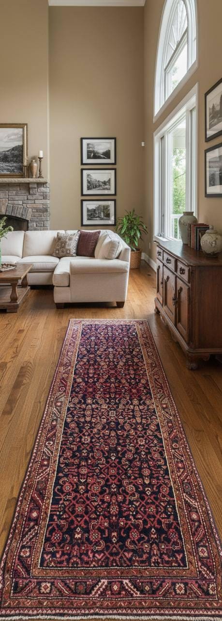 3.10x11 ft Anatolian Vintagev1930s Geometric Runner: Hand Knotted Wool Oriental Village Rug