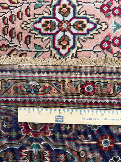 8.4x11.5 ft. Vintage 1940s Kashan Royal Design Rug: Hand Knotted Wool Oriental Bohemian Large Carpet