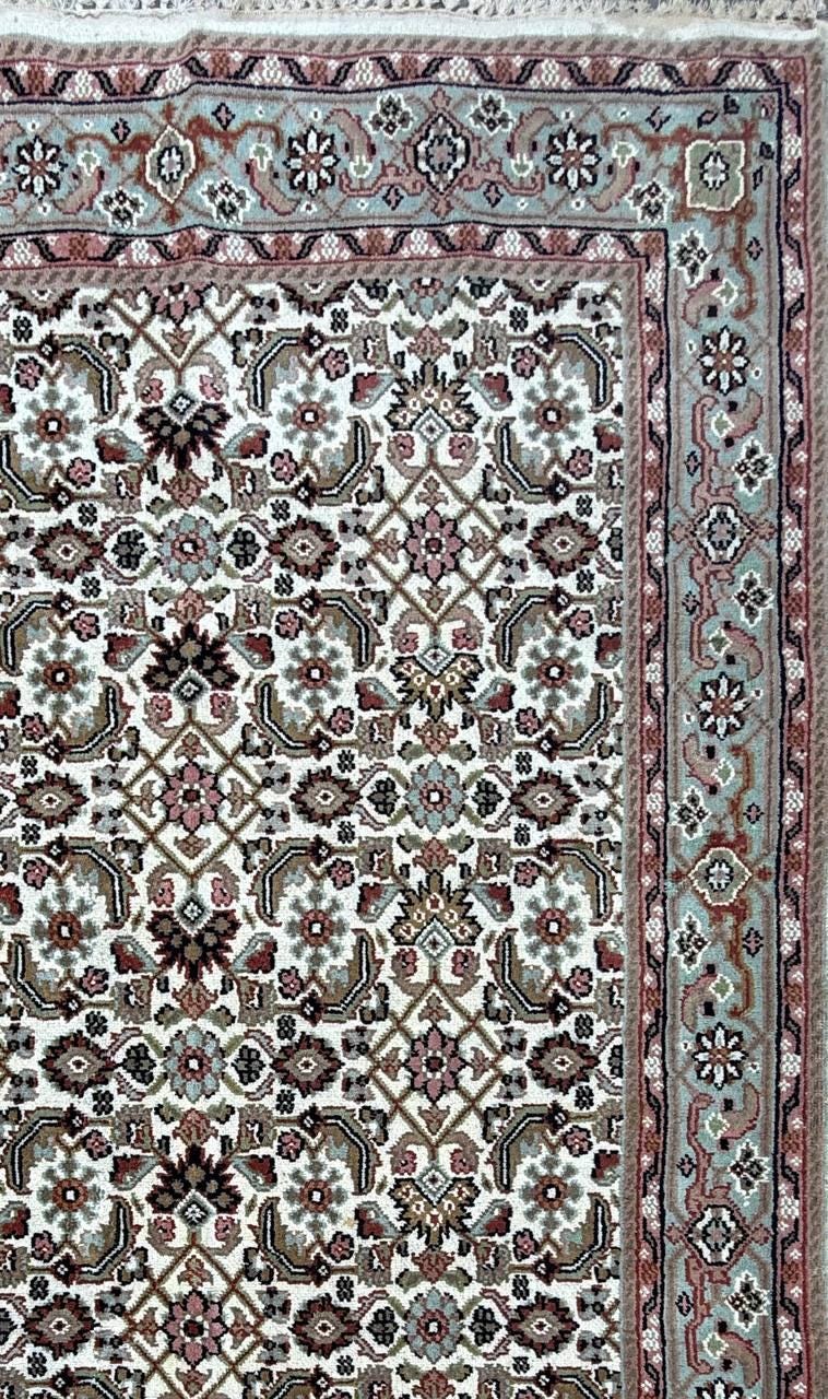 6x4 ft Vintage Bijour 1980s Tribal Wool Rug: Hand Knotted Oriental Geometric Area Carpet