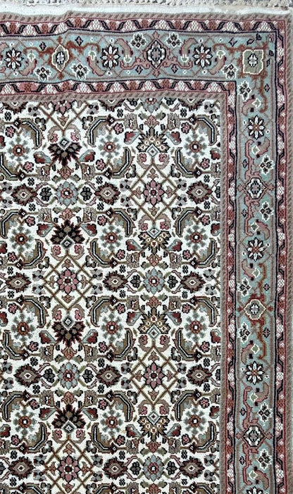 6x4 ft Vintage Bijour 1980s Tribal Wool Rug: Hand Knotted Oriental Geometric Area Carpet