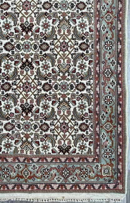 6x4 ft Vintage Bijour 1980s Tribal Wool Rug: Hand Knotted Oriental Geometric Area Carpet