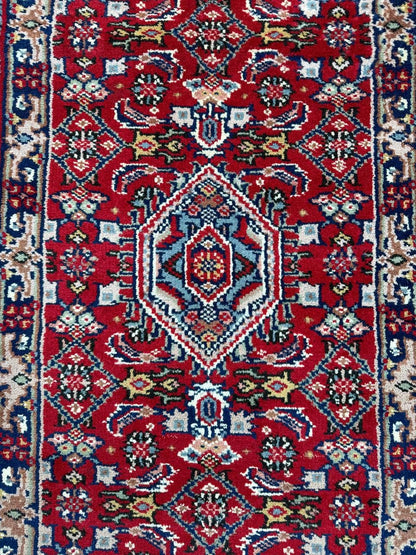 4.9x2.7 ft Vintage Hand Knotted Wool Rug: Bijour Tribal Design