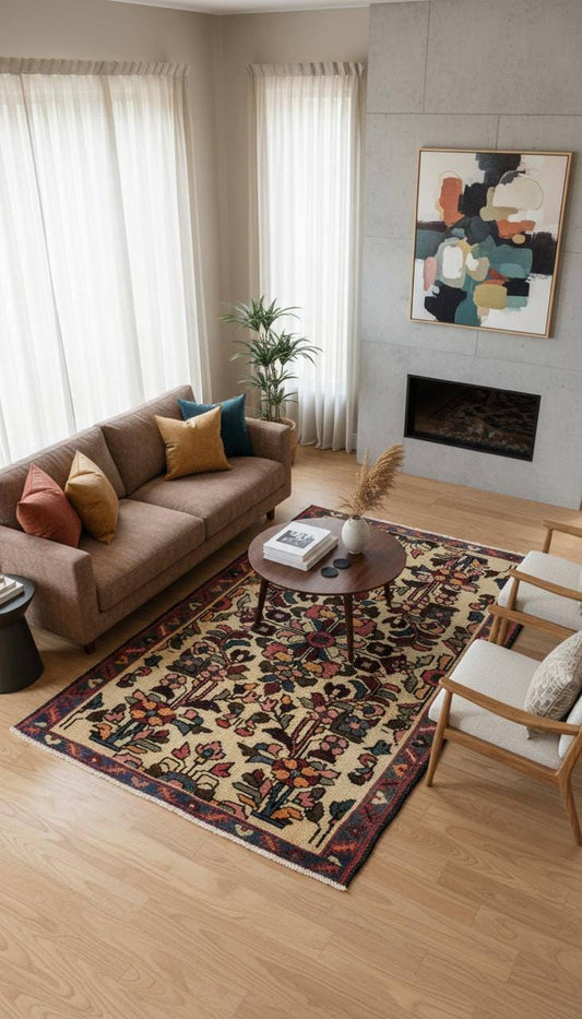 2.1x3.7 ft Vintage 1930s Adana Tribal Rug, Geometric Wool Carpet, Hand Knotted Oriental Village Accent