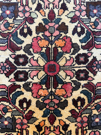 2.1x3.7 ft Vintage 1930s Adana Tribal Rug, Geometric Wool Carpet, Hand Knotted Oriental Village Accent