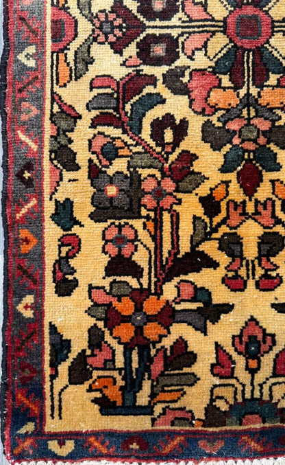 2.1x3.7 ft Vintage 1930s Adana Tribal Rug, Geometric Wool Carpet, Hand Knotted Oriental Village Accent