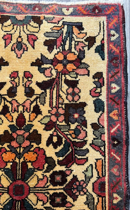 2.1x3.7 ft Vintage 1930s Adana Tribal Rug, Geometric Wool Carpet, Hand Knotted Oriental Village Accent