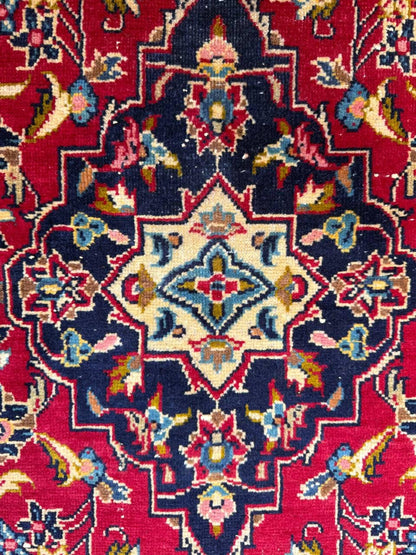 3x4 ft Vintage Wool Rug: 1930s Hand-Knotted Geometric Farmhouse Accent