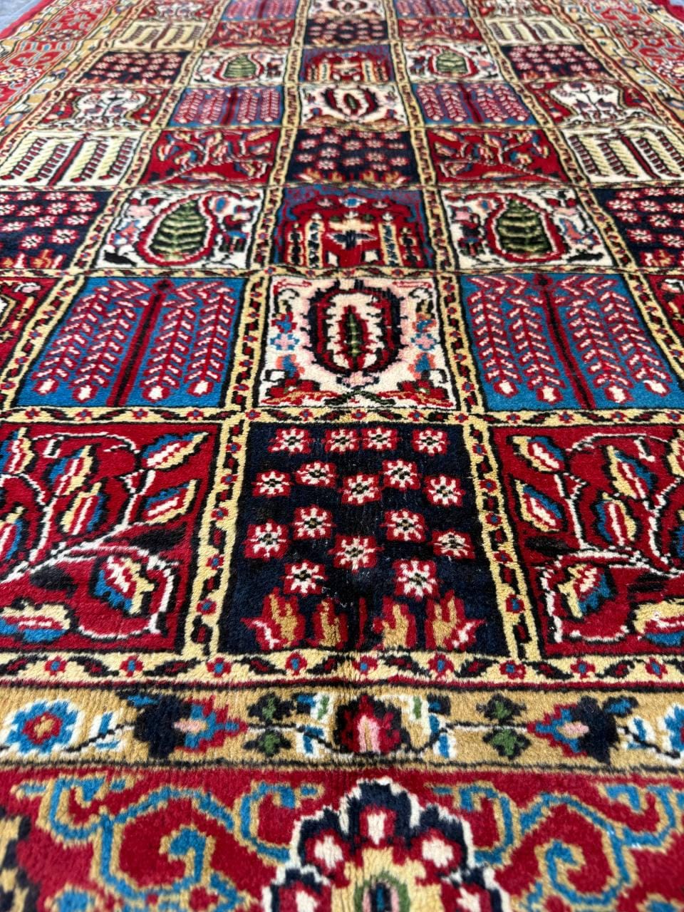 4x6 ft Vintage Baghtiyaar Pictorial Rug: Hand-Knotted Wool Oriental Carpet