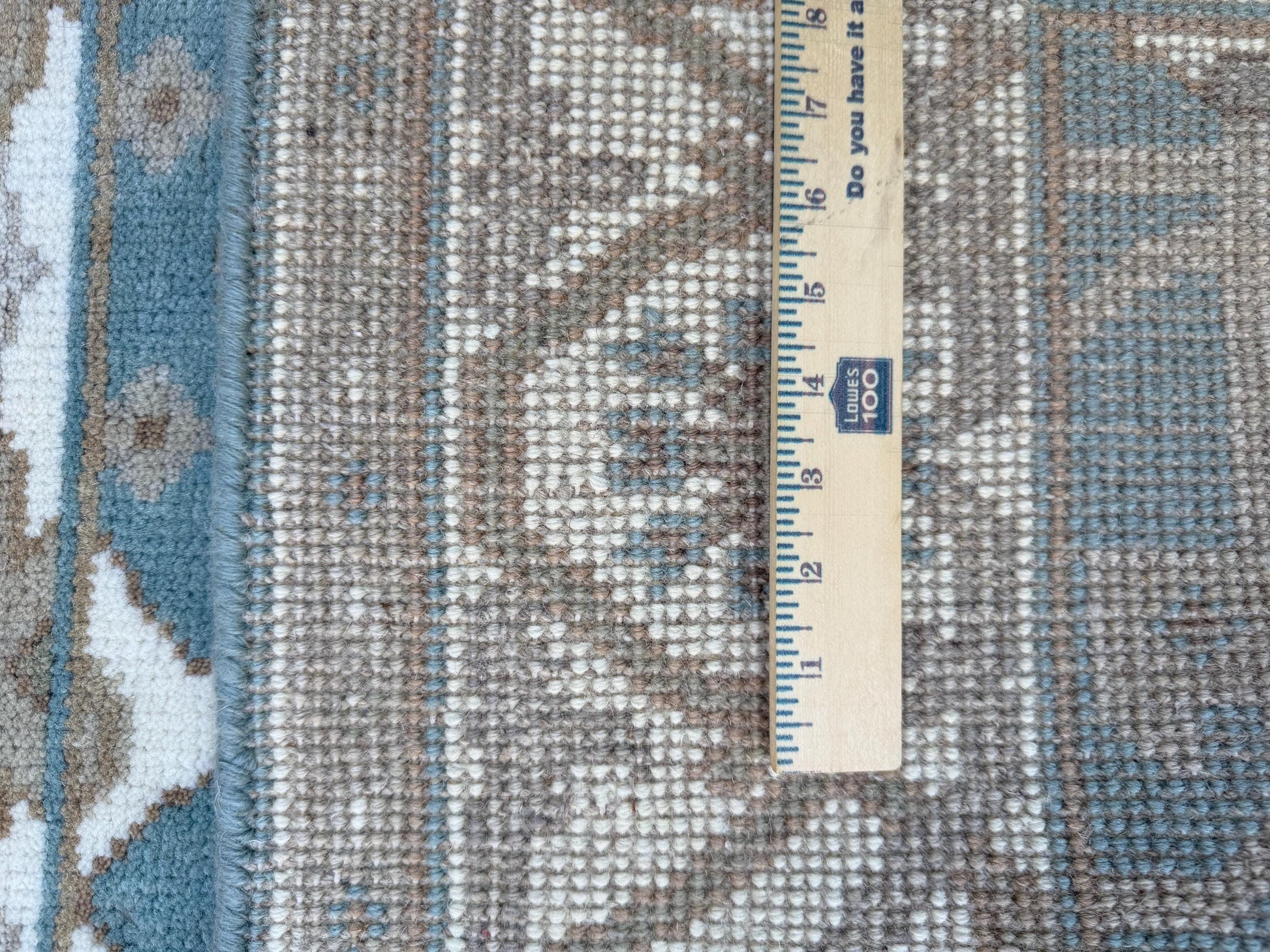 4x4 ft Hand-Knotted Square Oushak Wool Rug: Boho Anatolian Carpet