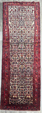 3x9 ft 1950s Vintage Anatolian Wool Runner Rug: Hand Knotted Wool Geometric Tribal Carpet, Village Hallway Rug