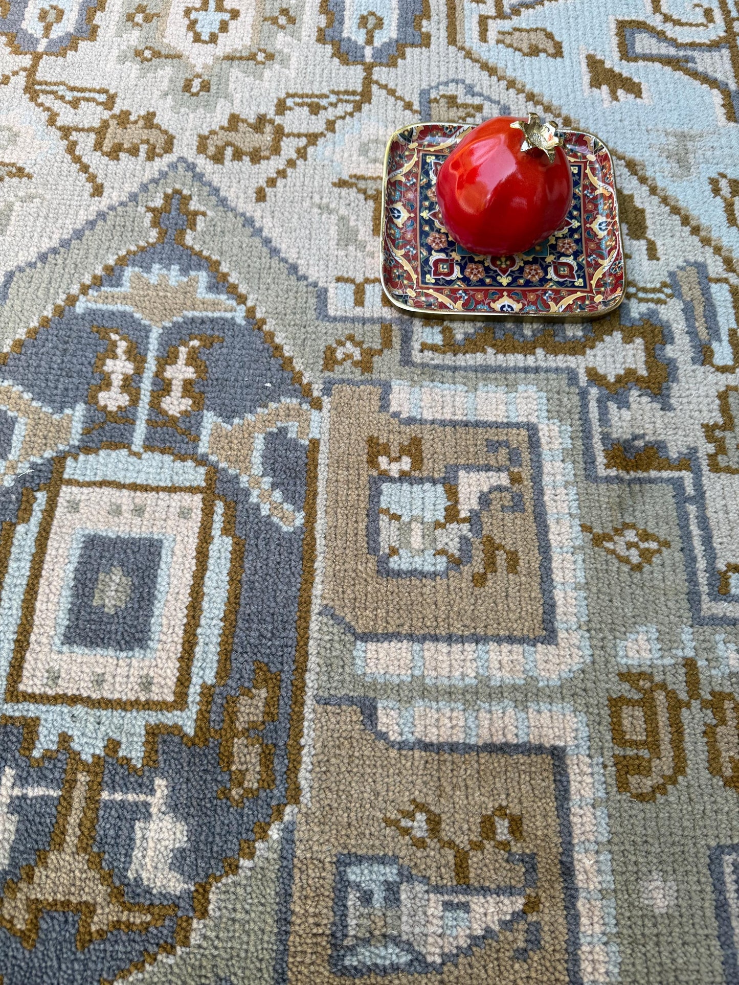 5x7.9 ft Wool Rug: Vintage-Style Kazak Geometric Area Carpet