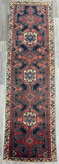 2.10x10 ft Vintage 1940s Anatolian Runner Rug: Hand Knotted Wool Village Carpet, Geometric Tribal Design
