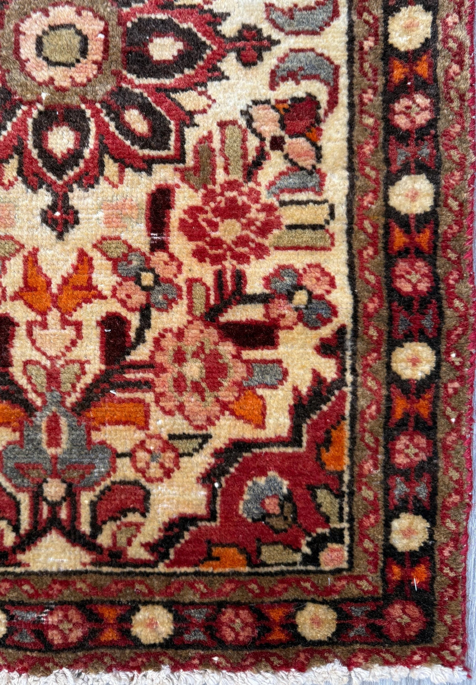 2x3 ft 1960s Kashan Hand Knotted Wool Rug: Geometric Vintage Accent Rug
