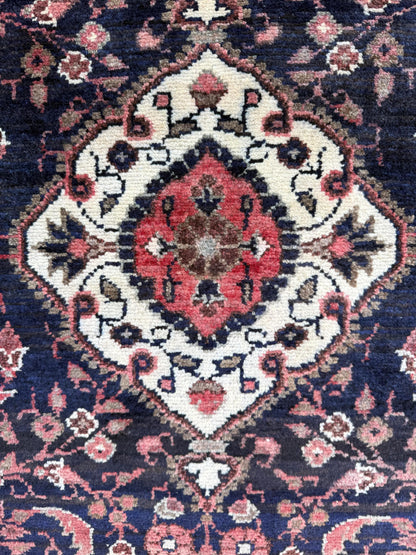 3.8x14 ft Vintage 1940s Anatolian Geometric Runner: Hand Knotted Village Wool Oriental Carpet