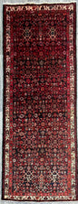 3.9x9.9 ft Vintage 1940s Anatolian Rug: Hand Knotted Wool Village Carpet, Geometric Tribal Design