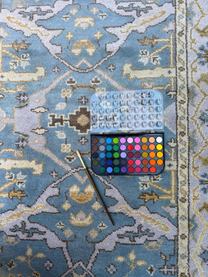 4x6 ft. Hand-Knotted Vintage Turkish Oushak Rug: Boho Wool Area Carpet