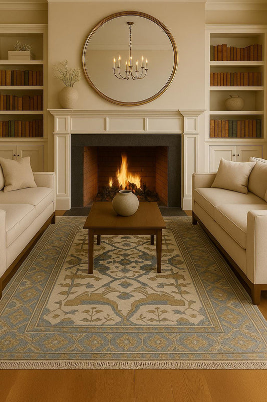 4x6 ft Hand-knotted Oushak Turkish Rug: Modern-Style Wool Carpet