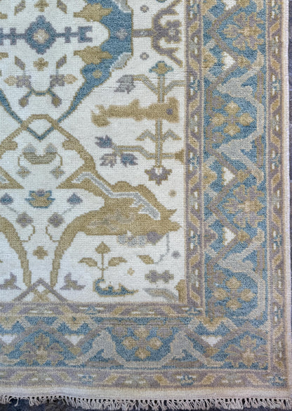 4x6 ft Hand-knotted Oushak Turkish Rug: Modern-Style Wool Carpet