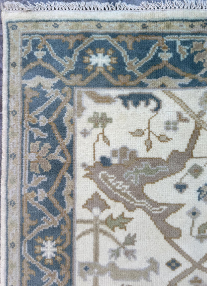 4x6 ft Handmade Oushak Wool Rug: Modern Bohemian Decor