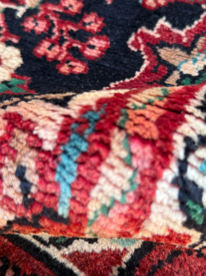 3.6x11 ft Vintage 1930s Runner Rug: Hand Knotted Wool Anatolian Tribal Carpet