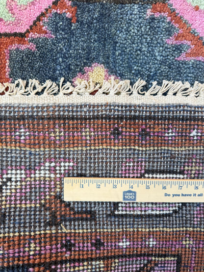 4.2x6 ft Hand-Knotted Heriz Wool Rug: Vibrant Serapi Style