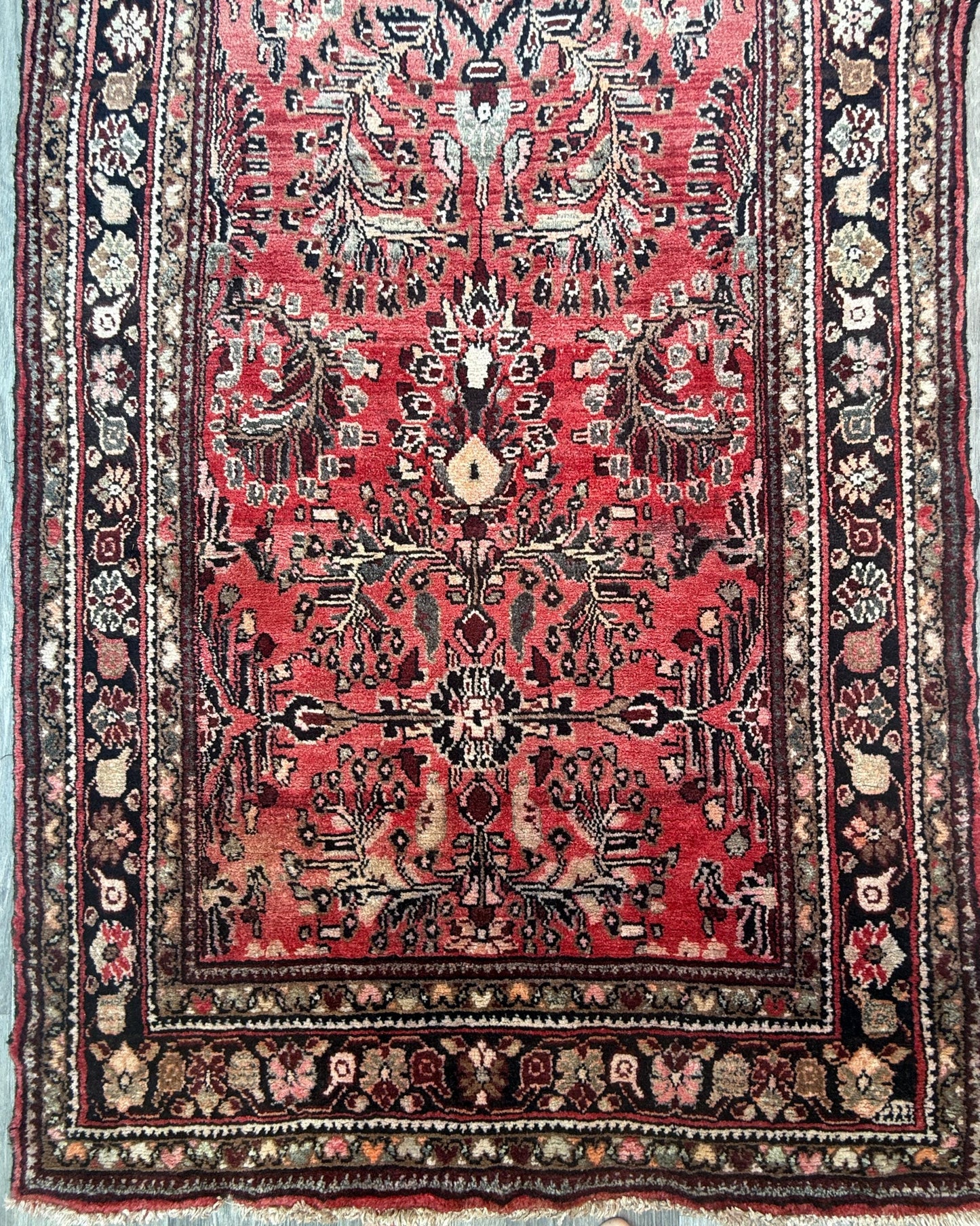 3.5x9.1 ft Vintage 1930s Rug: Authentic Anatolian Tribal Runner, Hand Knotted Wool Geometric Village Carpet