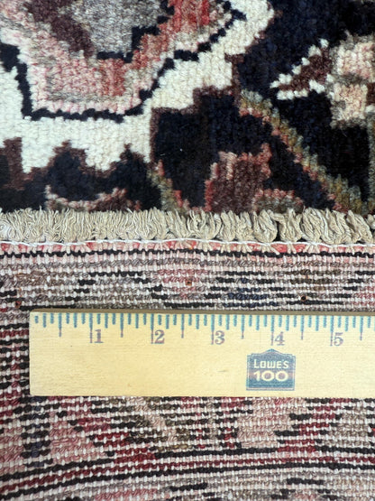 3.6x13.8 ft Vintage 1930s Anatolian Runner Rug: Village Hand Knotted Wool Carpet, Long Geometric Tribal Design