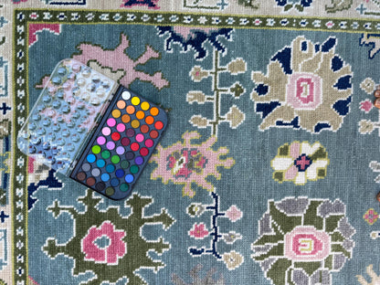 4x6.3 ft Hand-Knotted Wool Oushak Rug: Modern Bohemian Carpet