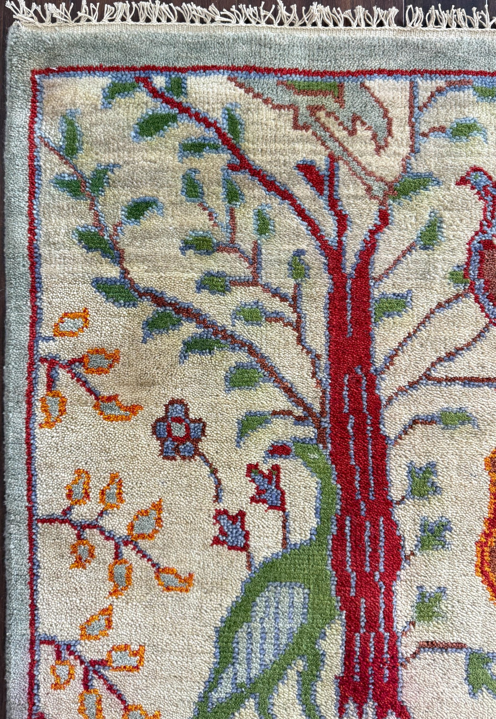 4x6 ft Handmade Oushak Wool Rug: Anatolian Tree of Life Design