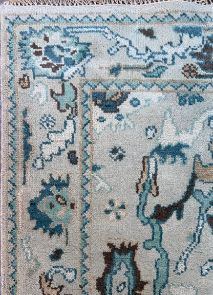 4x6 ft Hand Knotted Wool Oushak Rug: Modern Bohemian Carpet