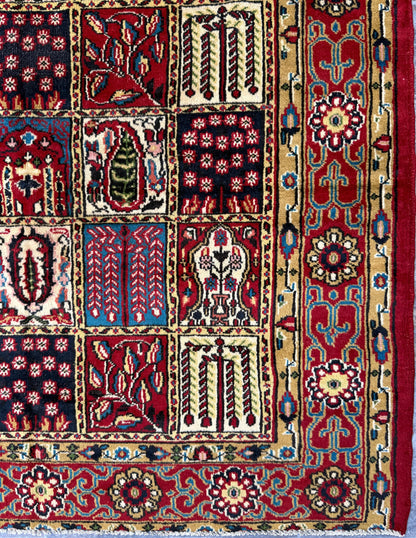 4x6 ft Vintage Baghtiyaar Pictorial Rug: Hand-Knotted Wool Oriental Carpet