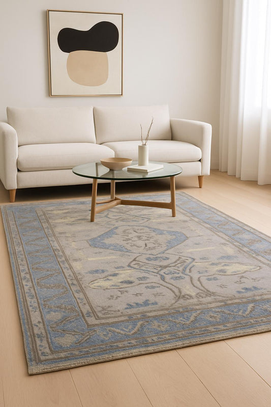 4x6 ft Anatolian Hand-Knotted Oushak Rug: Bohemian Wool Carpet