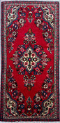 4x2 ft Vintage Hamadan Wool Rug: Hand-Knotted Oriental Carpet