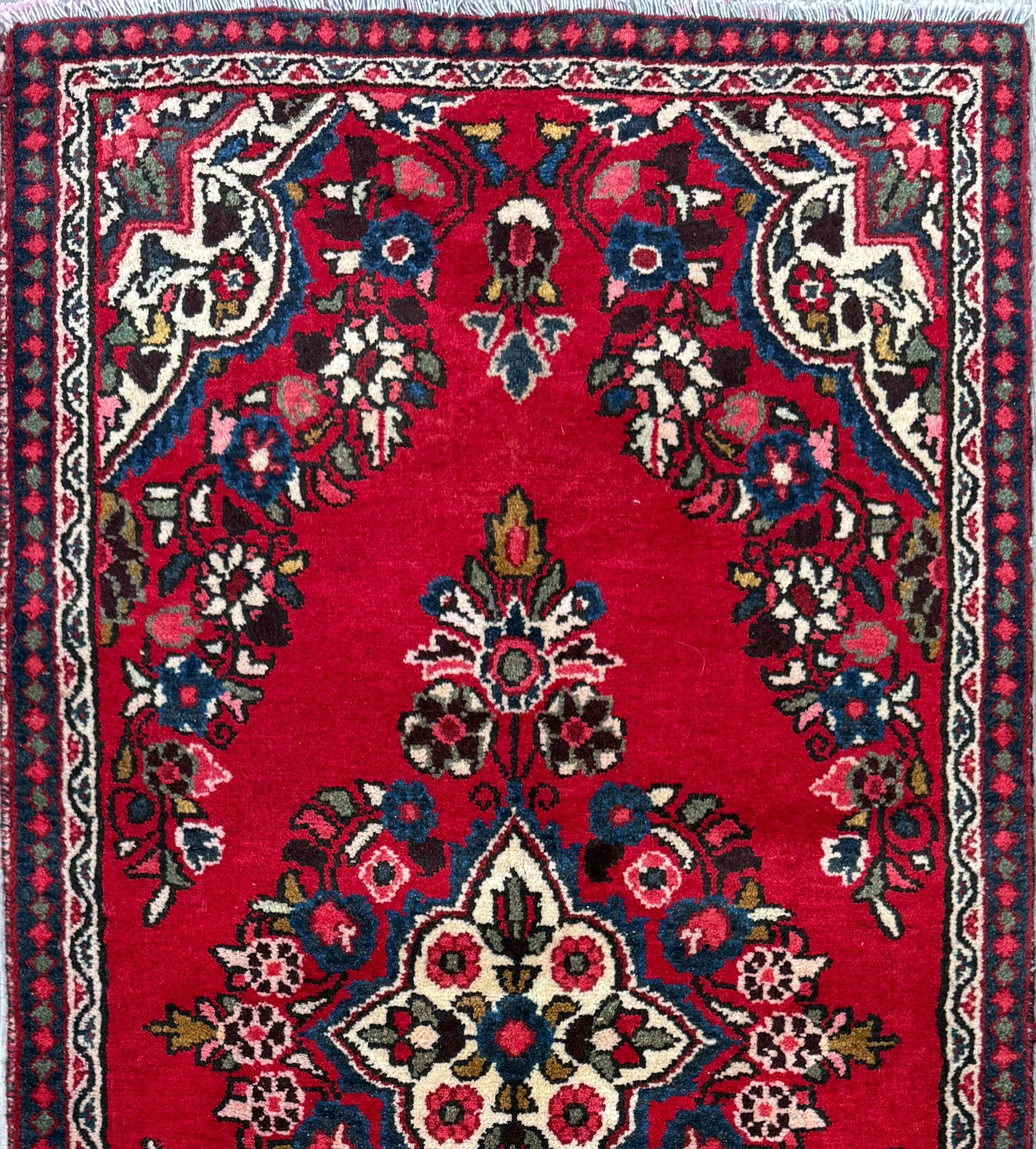 4x2 ft Vintage Hamadan Wool Rug: Hand-Knotted Oriental Carpet