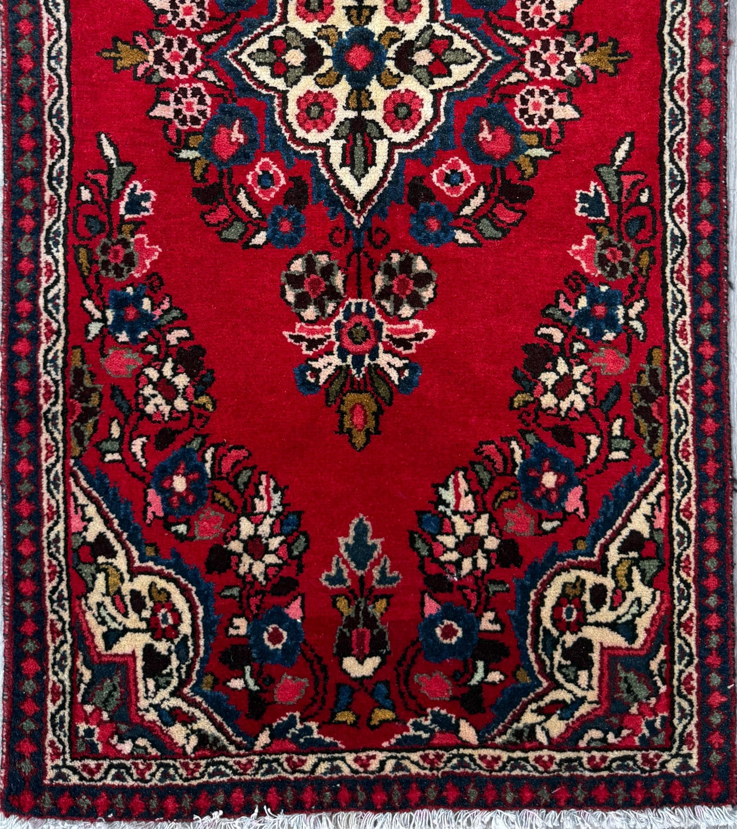 4x2 ft Vintage Hamadan Wool Rug: Hand-Knotted Oriental Carpet